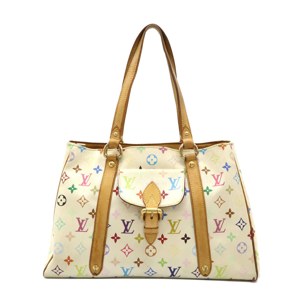 LOUIS VUITTON Monogram Multicolor Aurelia Tote Bag Shoulder Blanc White